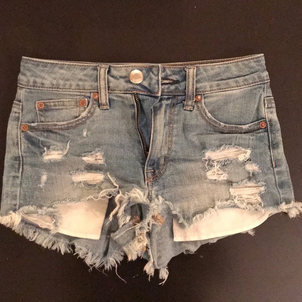 Ripped Hi-Rise Festival Denim Shorts